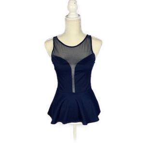 Ambiance Apparel Blue Peplum with Mesh top Medium